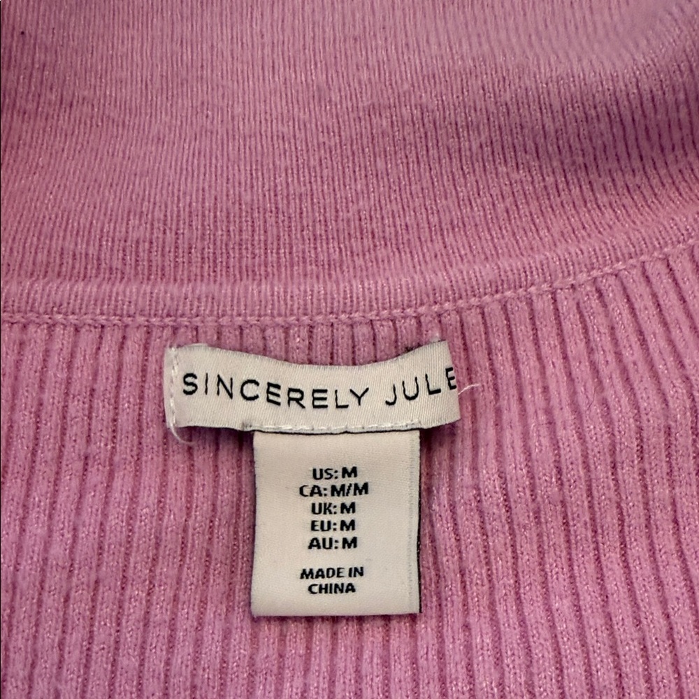 Pink Ribbed V-Neck Sweater - Picture 2 of 4